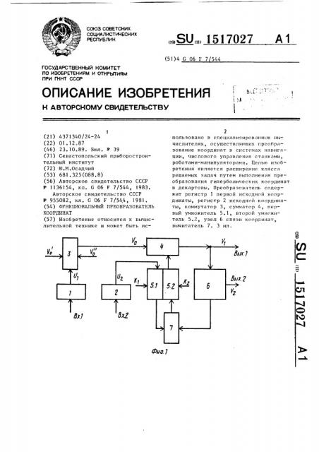 Функциональный преобразователь координат (патент 1517027)