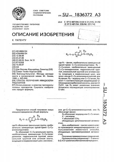 Способ получения имидазопиридазинов (патент 1836372)