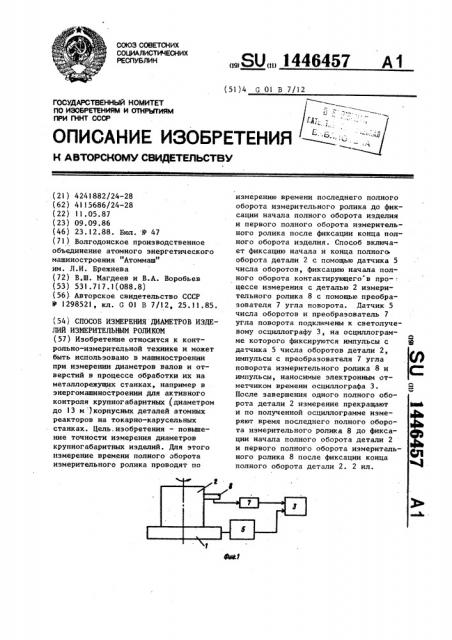 Способ измерения диаметров изделий измерительным роликом (патент 1446457)