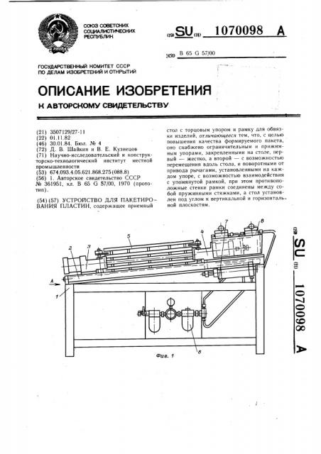 Устройство для пакетирования пластин (патент 1070098)