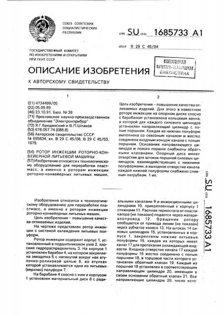 Ротор инжекции роторно-конвейерной литьевой машины (патент 1685733)