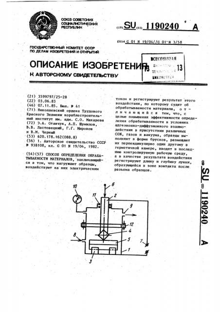 Способ определения обрабатываемости материалов (патент 1190240)