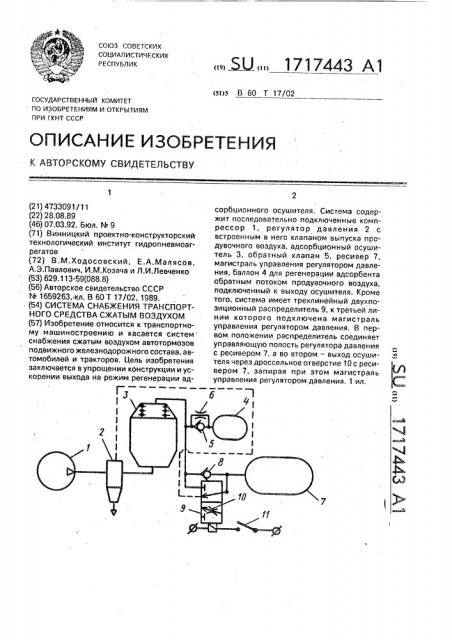 Система снабжения транспортного средства сжатым воздухом (патент 1717443)