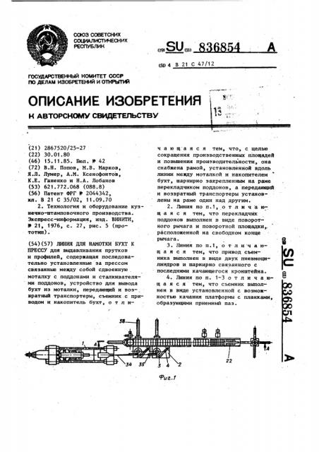 Линия для намотки бухт к прессу (патент 836854)