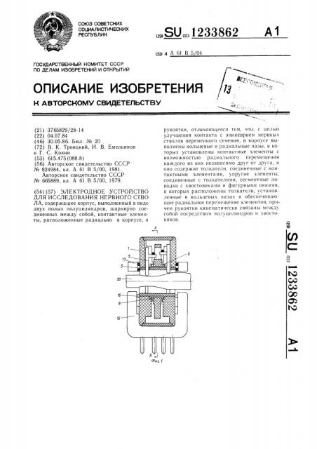 Электродное устройство для исследования нервного ствола (патент 1233862)