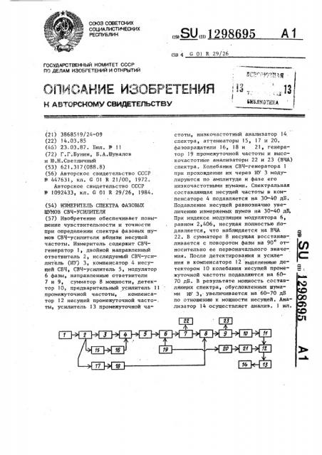 Измеритель спектра фазовых шумов свч усилителя (патент 1298695)