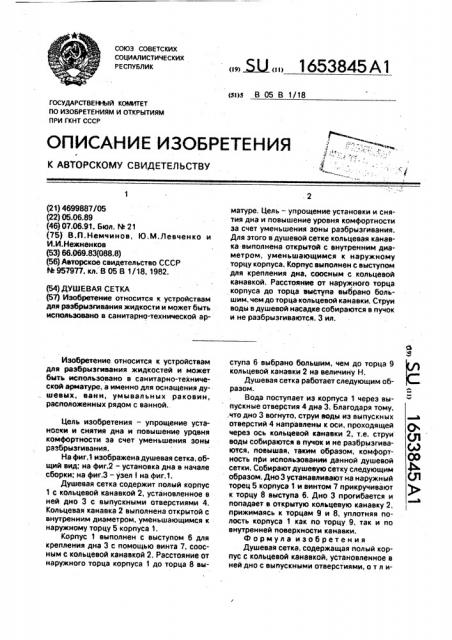 Душевая сетка (патент 1653845)