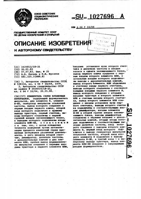 Измеритель серии временных интервалов (патент 1027696)