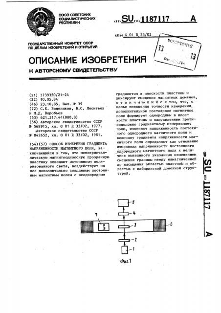 Способ измерения градиента напряженности магнитного поля (патент 1187117)