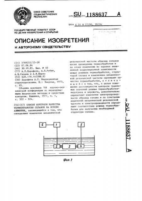 Способ контроля качества термообработки сплавов на основе алюминия (патент 1188637)