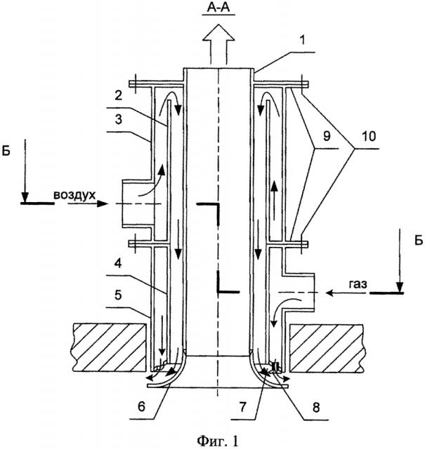 Газовая плоскопламенная горелка со встроенным радиационным рекуператором (патент 2622357)