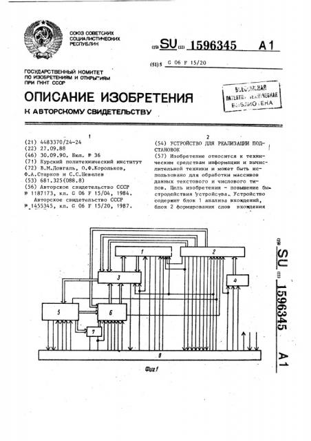 Устройство для реализации подстановок (патент 1596345)