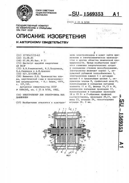 Электролизер для электролиза под давлением (патент 1569353)