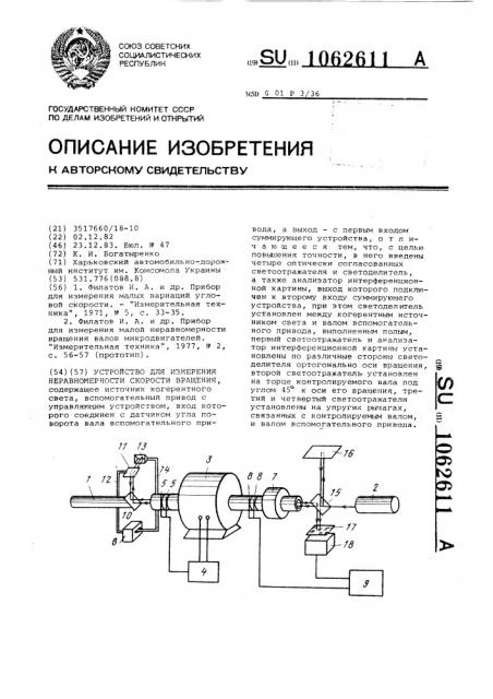 Устройство для измерения неравномерности скорости вращения (патент 1062611)