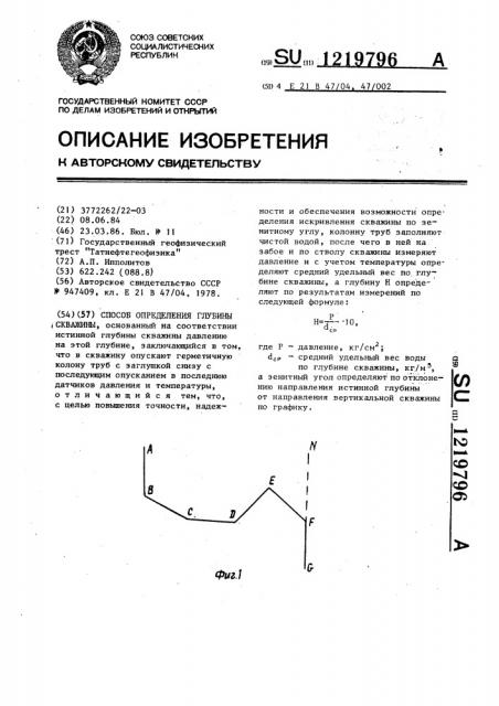 Способ определения глубины скважины (патент 1219796)