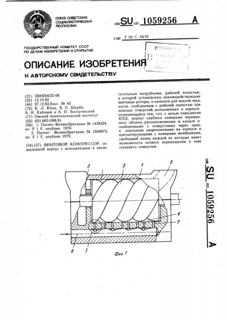Винтовой компрессор (патент 1059256)