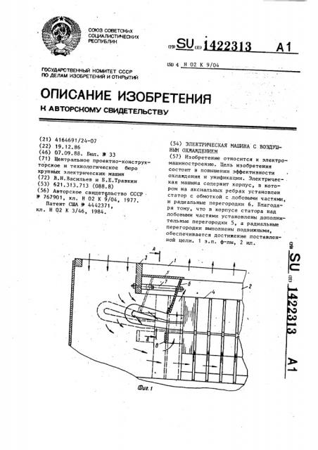 Электрическая машина с воздушным охлаждением (патент 1422313)