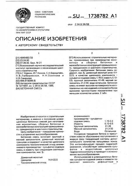 Бетонная смесь (патент 1738782)