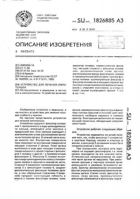 Устройство для лечения импотенции (патент 1826885)