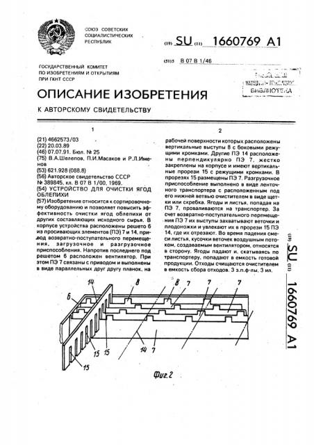 Устройство для очистки ягод облепихи (патент 1660769)