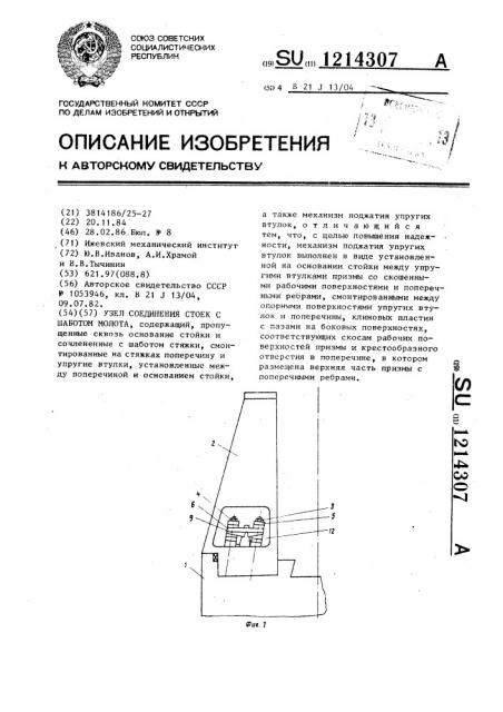 Узел соединения стоек с шаботом молота (патент 1214307)