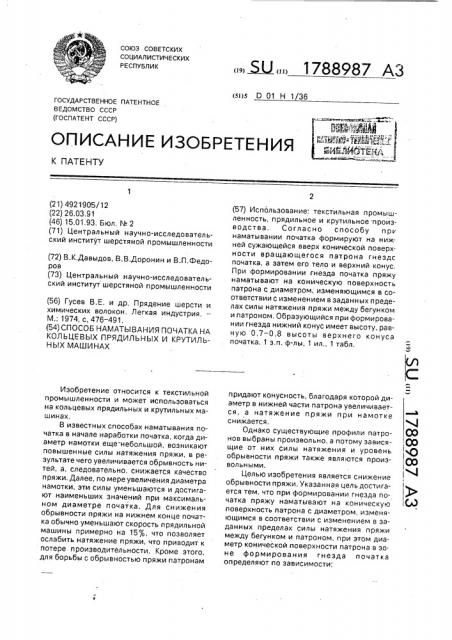 Способ наматывания початка на кольцевых прядильных и крутильных машинах (патент 1788987)