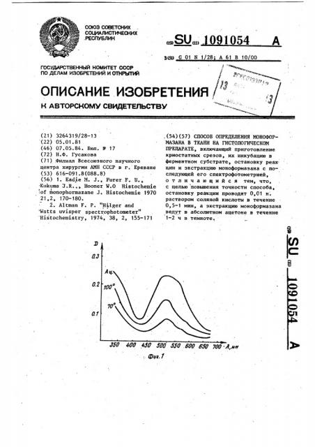 Способ определения моноформазана в ткани на гистологическом препарате (патент 1091054)