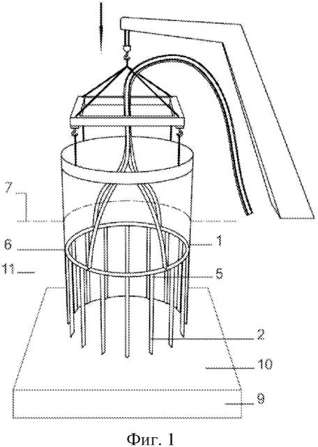 Устройство для установки тонкой стальной оболочки на дне акватории (патент 2619646)