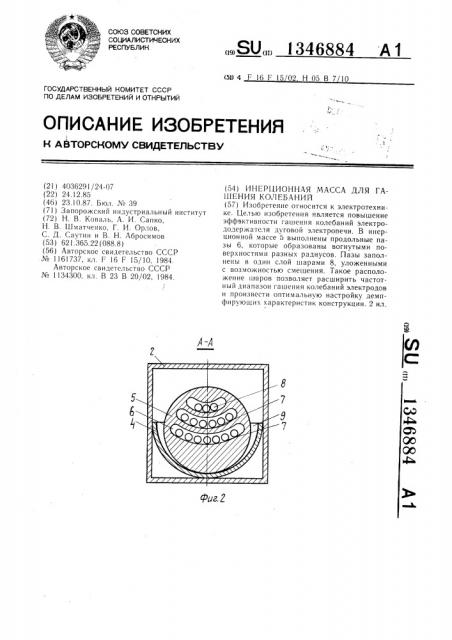 Инерционная масса для гашения колебаний (патент 1346884)