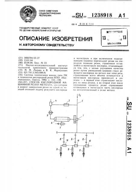 Способ кислородной машинной резки металла (патент 1238918)