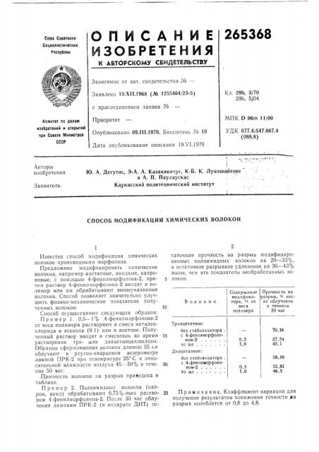 Патент ссср  265368 (патент 265368)