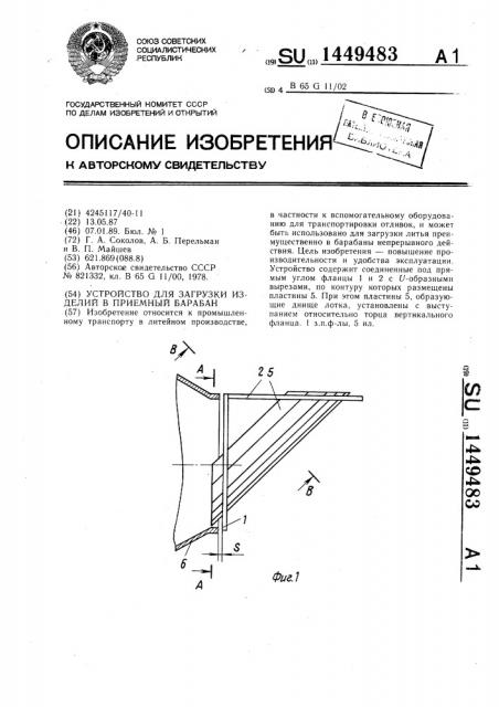 Устройство для загрузки изделий в приемный барабан (патент 1449483)