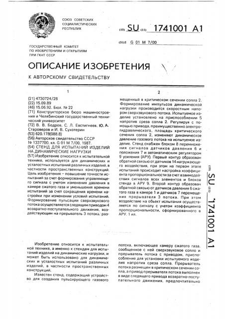 Стенд для испытаний изделий на динамические нагрузки (патент 1741001)