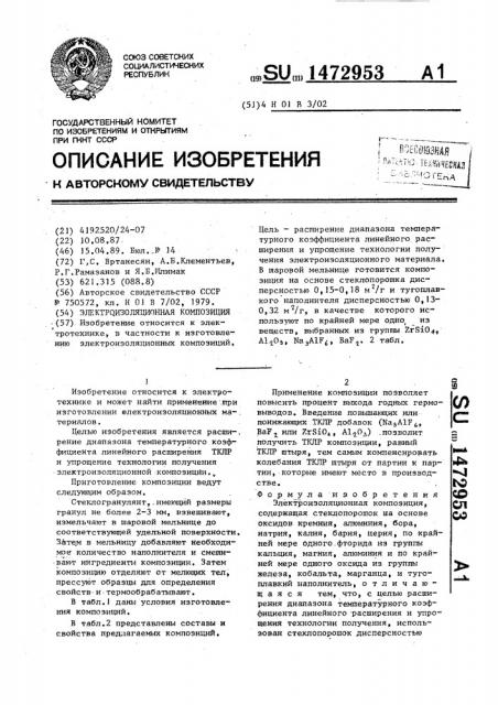 Электроизоляционная композиция (патент 1472953)
