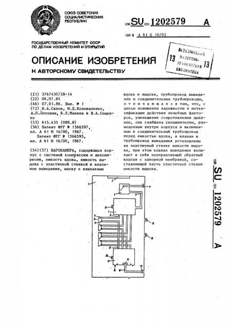 Барокамера (патент 1202579)