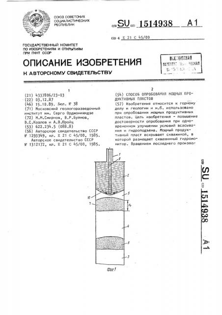 Способ опробования мощных продуктивных пластов (патент 1514938)