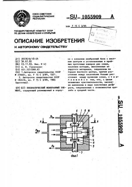 Пневматический мембранный элемент (патент 1055909)