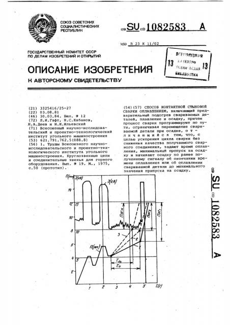 Способ контактной стыковой сварки оплавлением (патент 1082583)