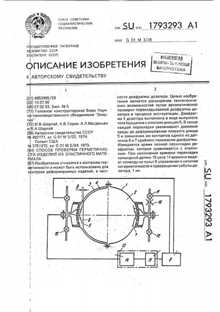 Способ проверки герметичности изделий из эластичного материала (патент 1793293)