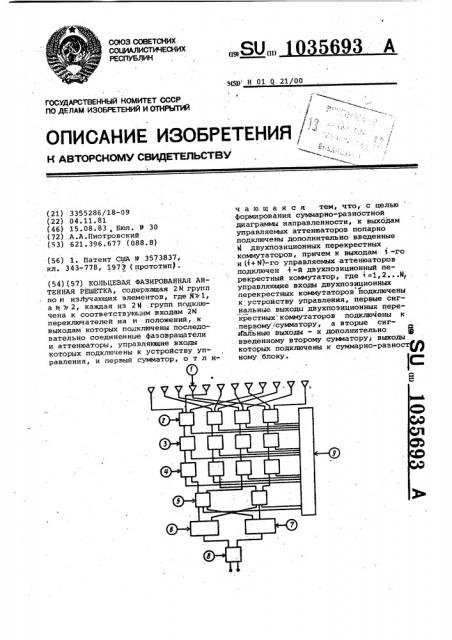 Кольцевая фазированная антенная решетка (патент 1035693)