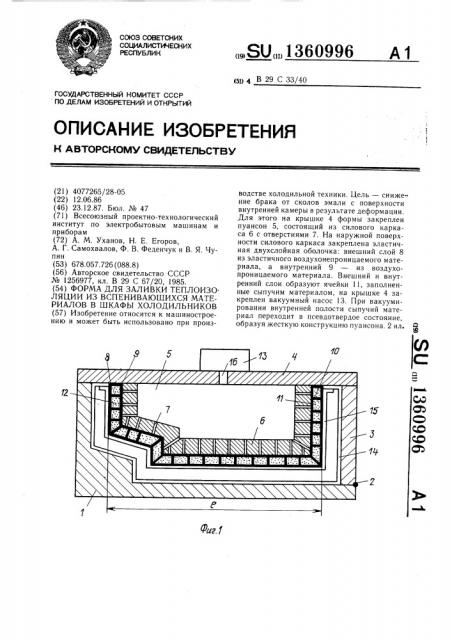 Форма для заливки теплоизоляции из вспенивающихся материалов в шкафы холодильников (патент 1360996)