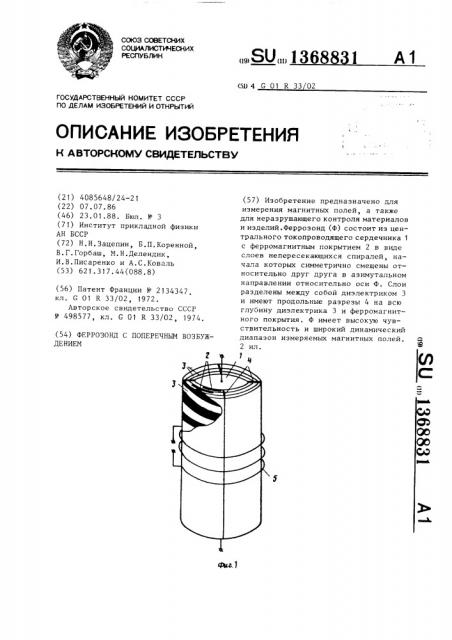 Феррозонд с поперечным возбуждением (патент 1368831)