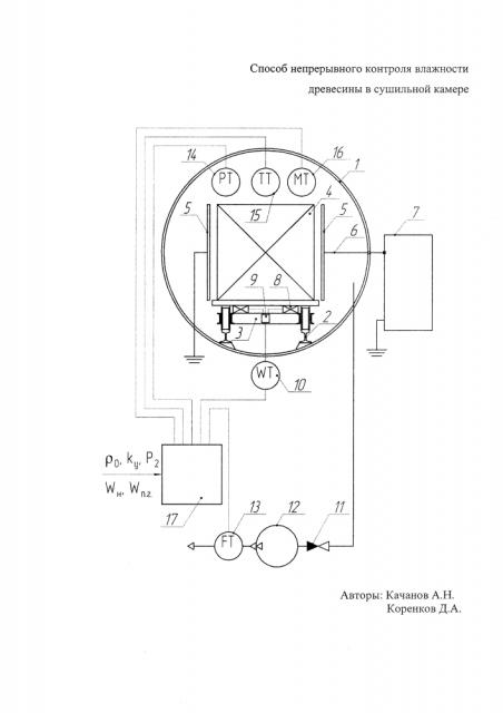 Способ непрерывного контроля влажности древесины в сушильной камере (патент 2613307)
