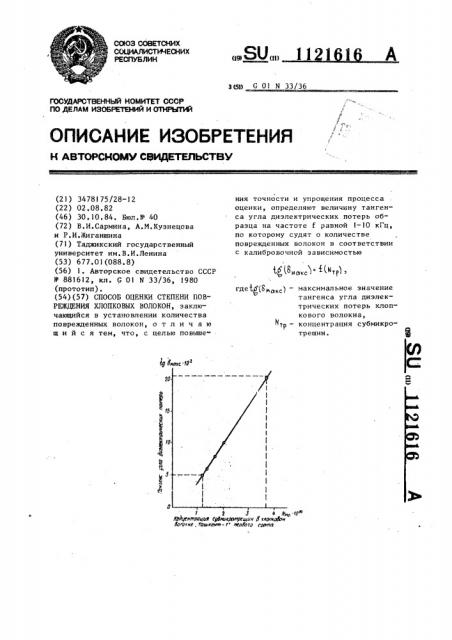 Способ оценки степени повреждения хлопковых волокон (патент 1121616)