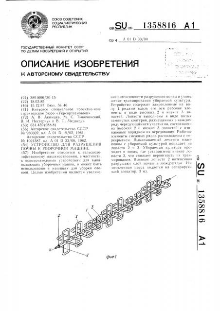 Устройство для разрушения почвы к уборочной машине (патент 1358816)