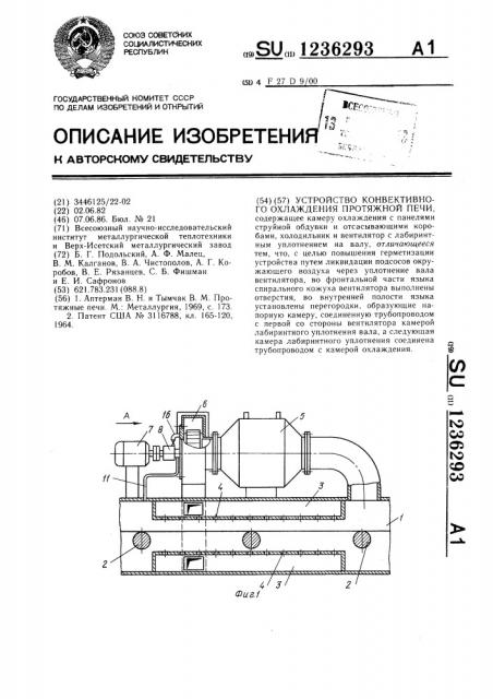 Устройство конвективного охлаждения протяжной печи (патент 1236293)
