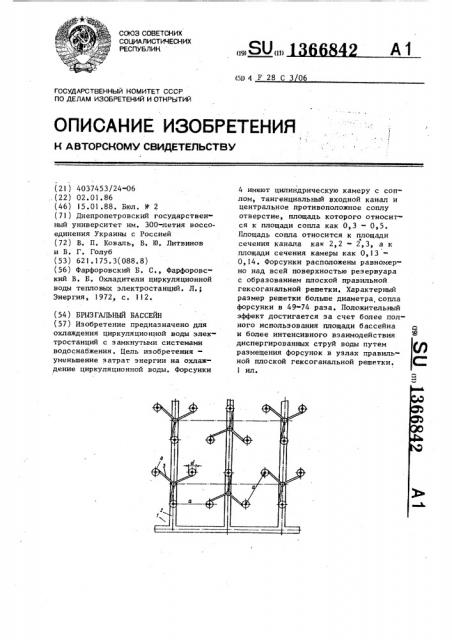 Брызгальный бассейн (патент 1366842)