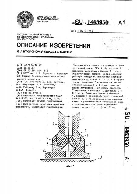 Поршневая группа гидромашины (патент 1463950)