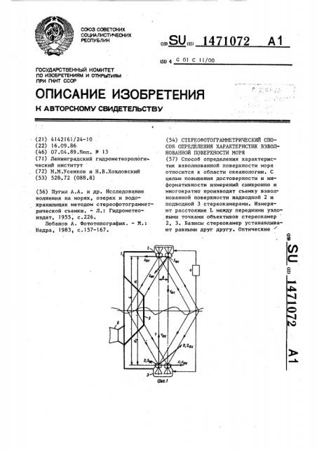 Стереофотограмметрический способ определения характеристик взволнованной поверхности моря (патент 1471072)