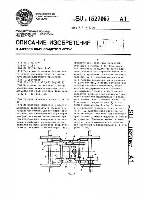 Тележка динамометрического вагона (патент 1527057)